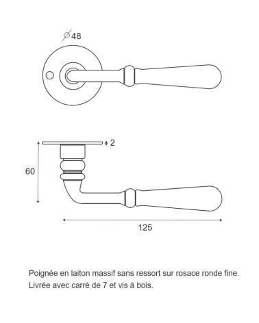 Handles on rose in solid polished varnished brass - Beynac Model