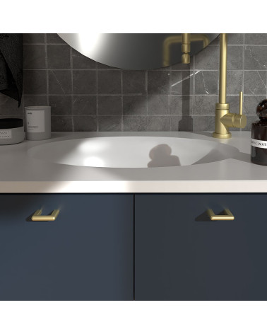 NOX matt gold furniture handle designer handle front view fitted on furniture