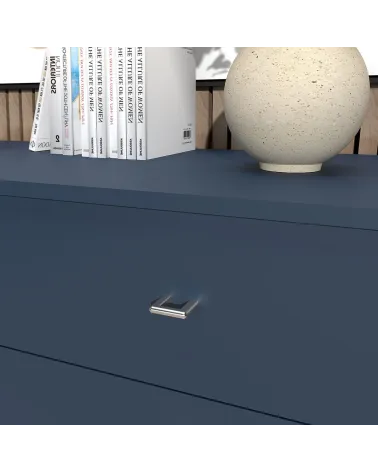 NOX polished chrome furniture handle angled top view fixed on a chest of drawers