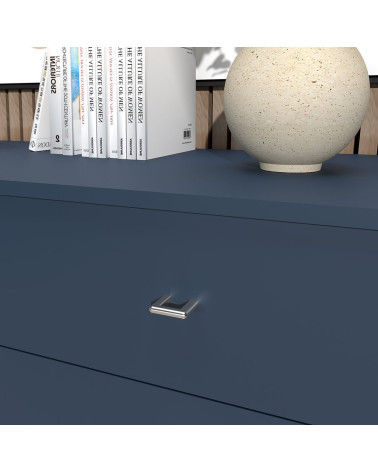 NOX polished chrome furniture handle angled top view fixed on a chest of drawers