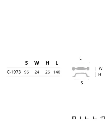 CLIO furniture handle with dimensions