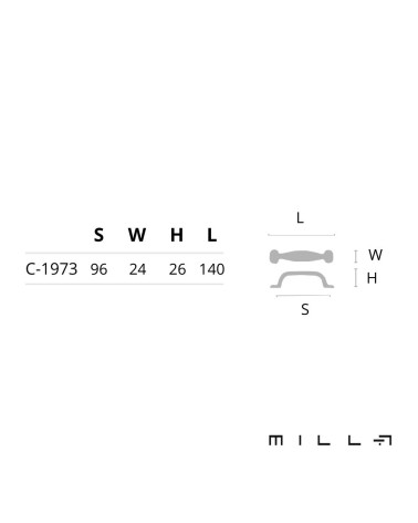 CLIO furniture handle with dimensions