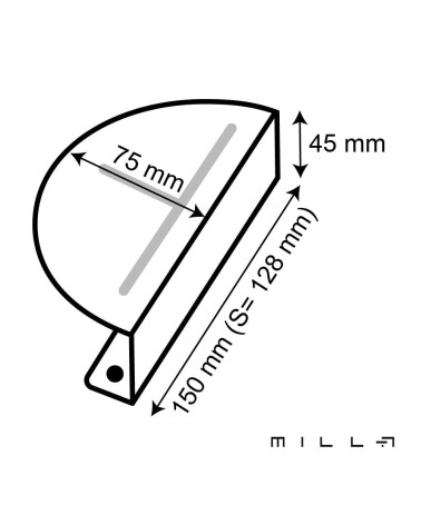 ZORIA-2 furniture handle with dimensions