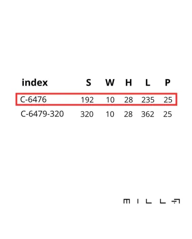 LINEA furniture handle with dimensions