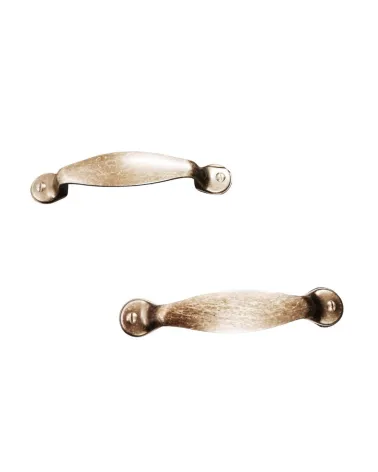 Old silver CLIO furniture handle design handle top view presented on a white surface