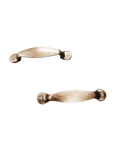 Old silver CLIO furniture handle design handle top view presented on a white surface