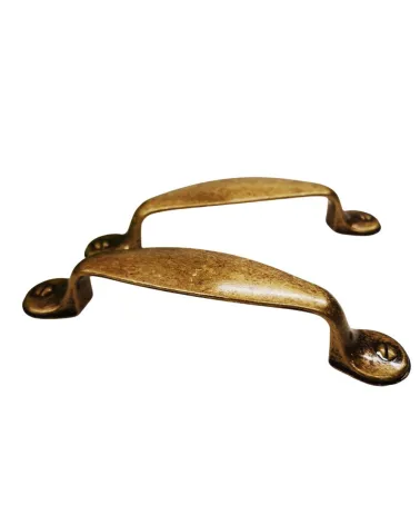 Patina on brass CLIO furniture handle design handle arranged in parallel with a perspective view