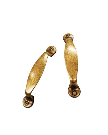 Patina on brass CLIO furniture handle design handle placed side by side on white background