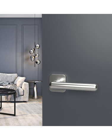 NOX polished chrome door handle design handle fitted on an open door