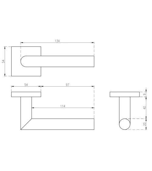 Stainless steel KVADRAT 1701 door handle design handle