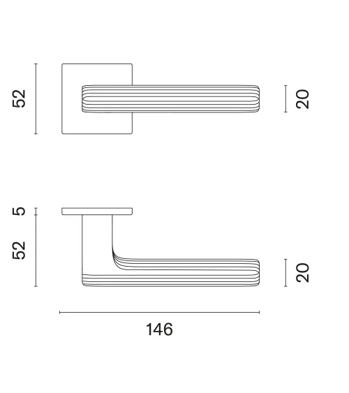 LARICE Square Plate Door Handle - Designer Handle