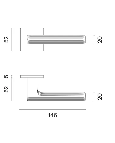 LARICE door handle on square plate with dimensions