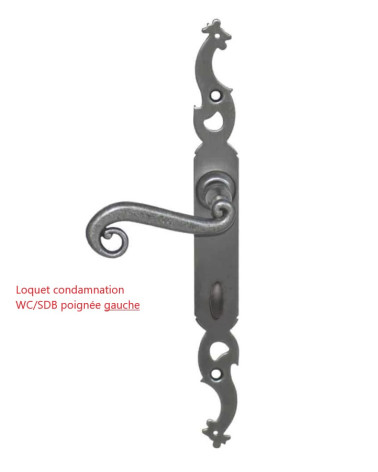 Old iron door handles on long plate - Rooster