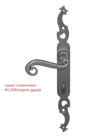 Old iron door handles on long plate - Rooster