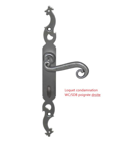 Old iron door handles on long plate - Rooster