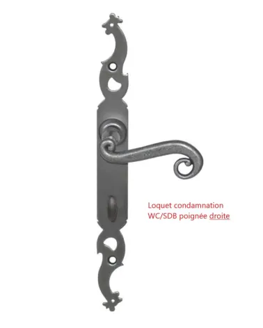 Old iron door handles on long plate - Rooster