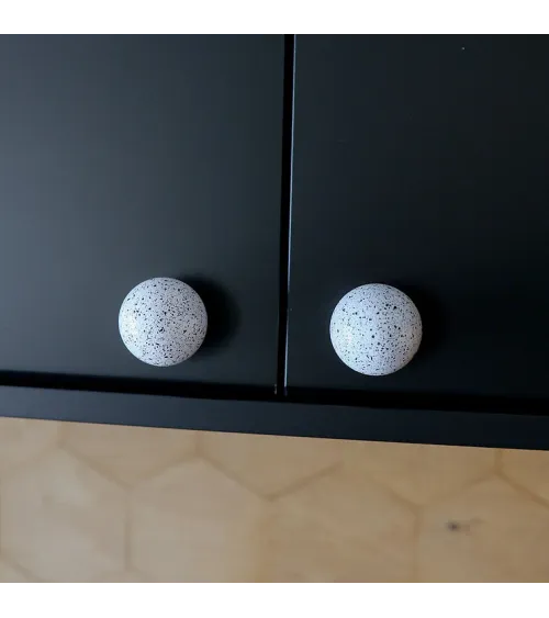 Beech wood furniture knob White and black Mix