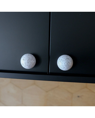 Beech wood furniture knob White and black Mix