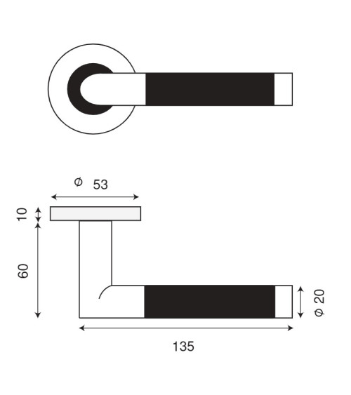 Dark wood-effect door handle