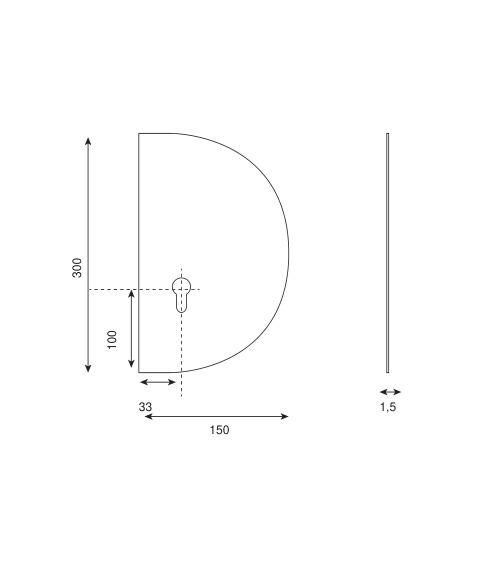 Stainless steel half-moon push plate