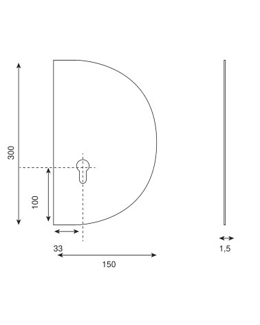 Stainless steel half-moon push plate
