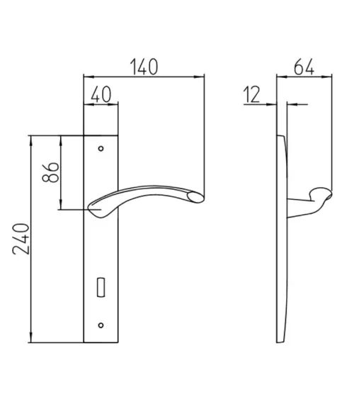 Mandelli Zoom design door handle on longitudinal plate