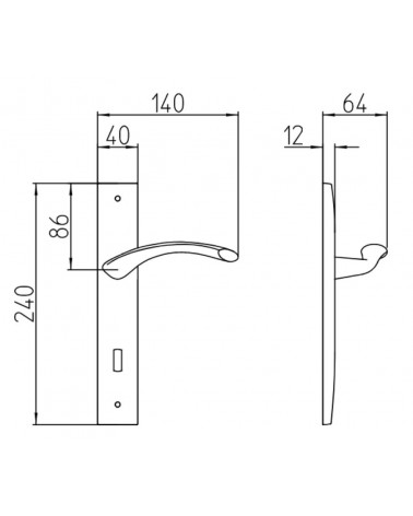 Mandelli Zoom long plate door handle with dimensions