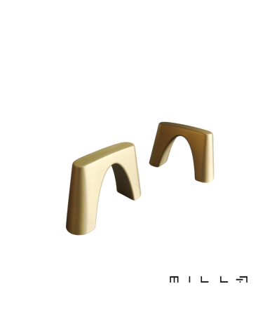 Matt gold furniture handle SID designer handle perspective view on a white background