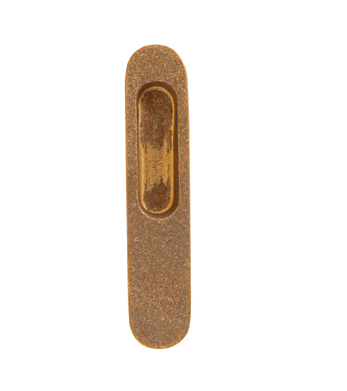 Recessed door handles for sliding door in polished raw bronze Dauby Pure