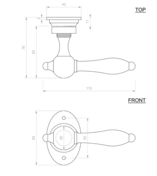Retro - industrial iron door handle 1212 oval - design handle