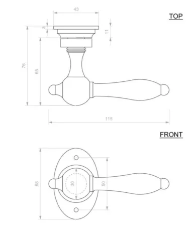 Retro - industrial door handle in iron 1212 oval - design handle