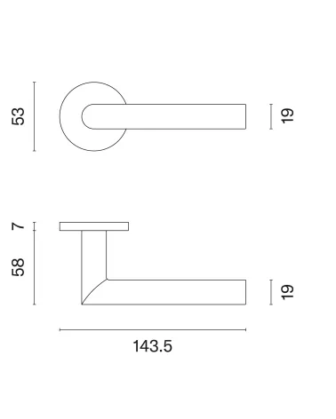 ARABIS door handle with dimensions