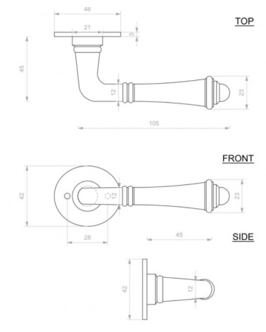 Rust door handle in iron 287 - design handle