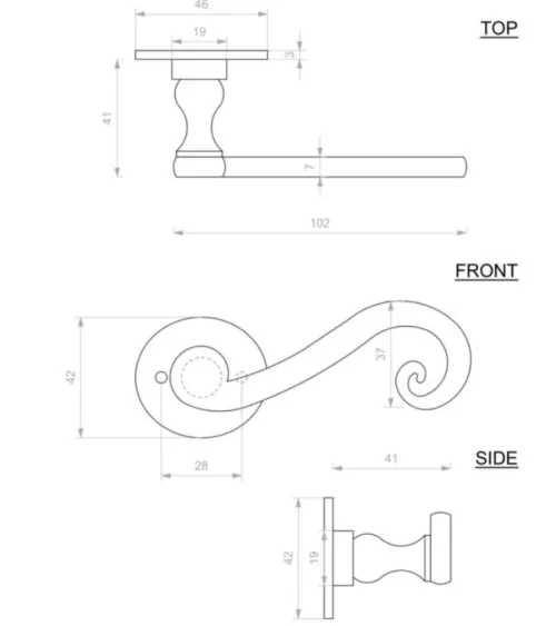 Rusty iron door handle 271 - designer handle