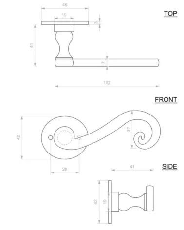 Rust door handle in iron 271 - design handle