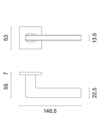 PYROLA door handle with dimensions