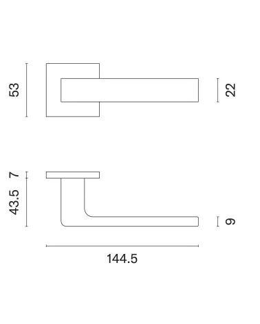 SULLA door handle with dimensions