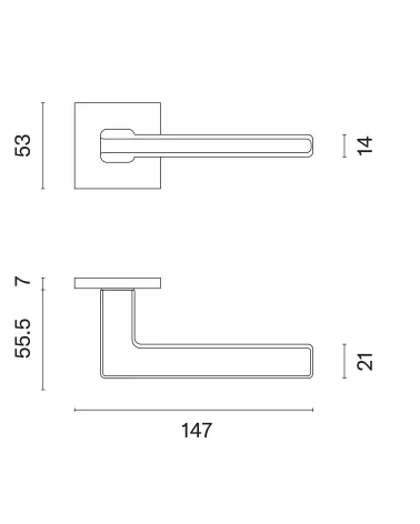 ARTA door handle with dimensions