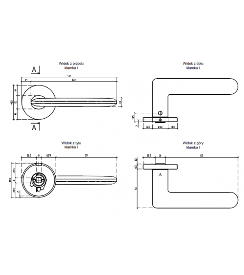 Matt gold door handle AVA design handle