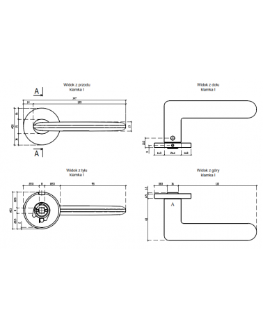 Door handle AVA with captions
