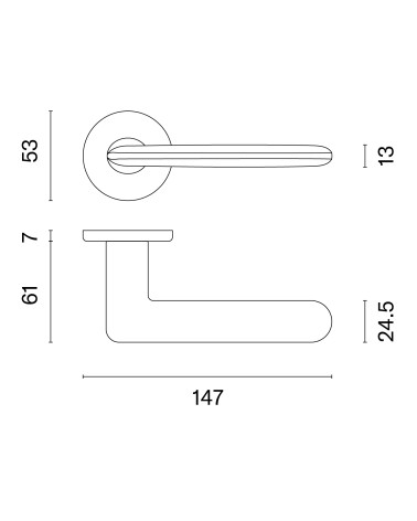 Door handle AVA with dimensions