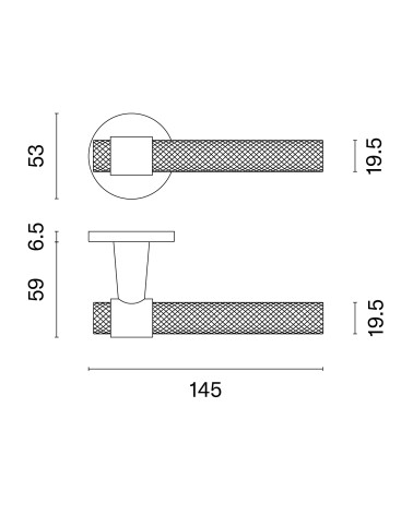 Contemporary style door handle GOYA with dimensions