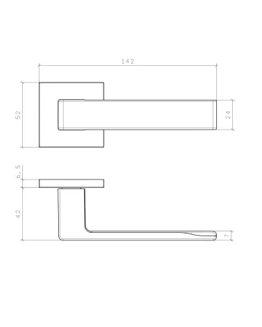 HIRA door handle with dimensions