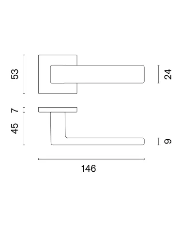 MIIA aluminium door handles with dimensions