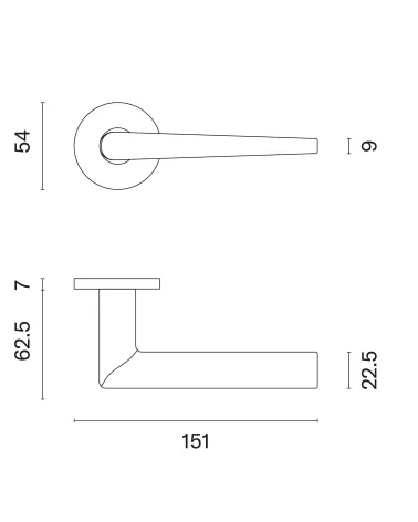 SALTA door handle with dimensions