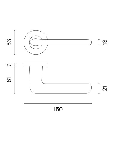 UTA door handle with dimensions