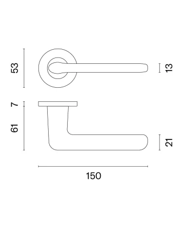UTA door handle with dimensions