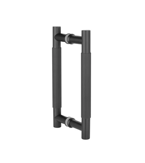 Textured double pull handle for door 1770 matt black finish designer handle