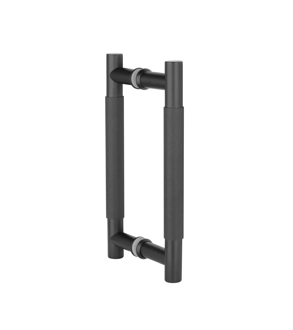 Textured double pull handle for door 1770 matt black finish designer handle