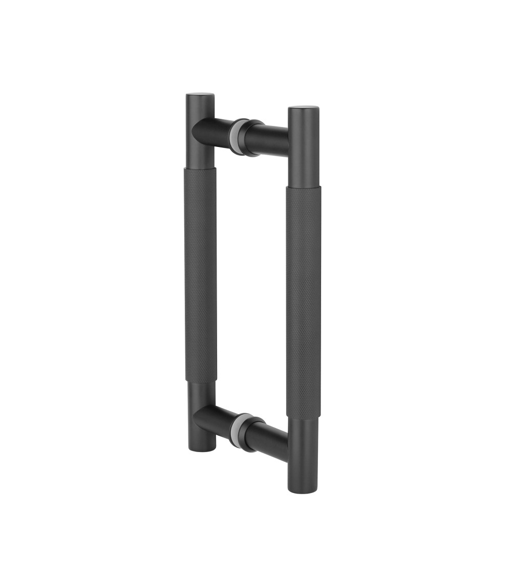 Textured double pull handle for door 1770 matt black finish designer handle